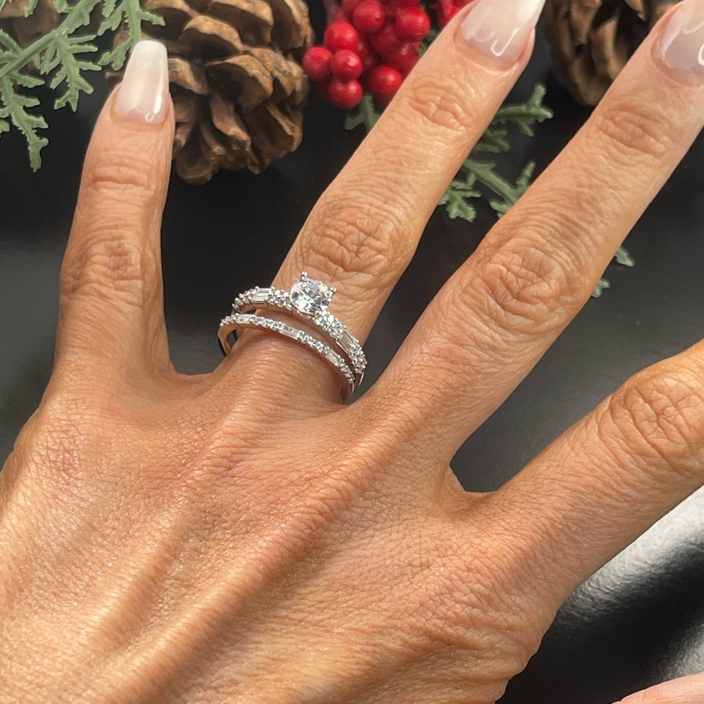 Size 9 Sterling Silver Wedding Stack Set Engageme… - image 4